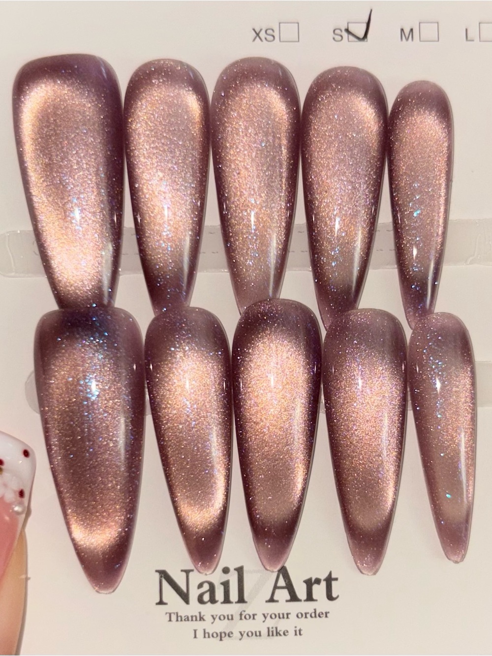 Shimmering Rose Taupe Stiletto Nails
